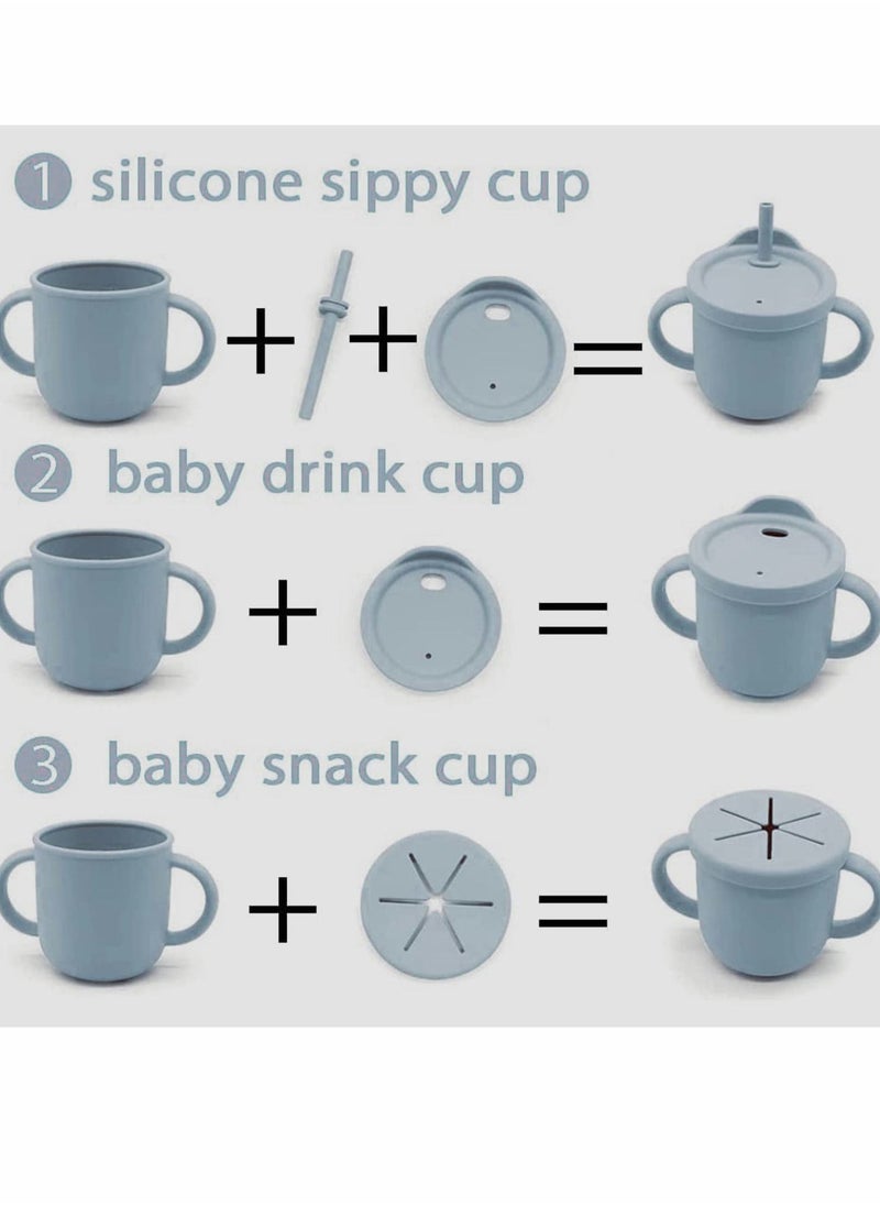 Silicone Sippy Cups for Baby, Sippy Cup & Snack 2-in-1 Container for Toddlers