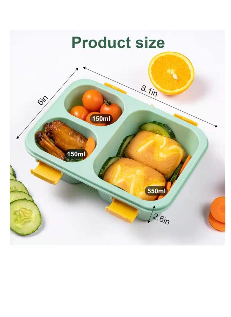 3 Pack Bento Lunch Box For Kid Adults Toddler, with 3 Compartments Reusable Food Containers Meal Prep for School, Work, and Travel, Lunch Bento Box Set of 3,Microwave,Dishwasher,BPA Free