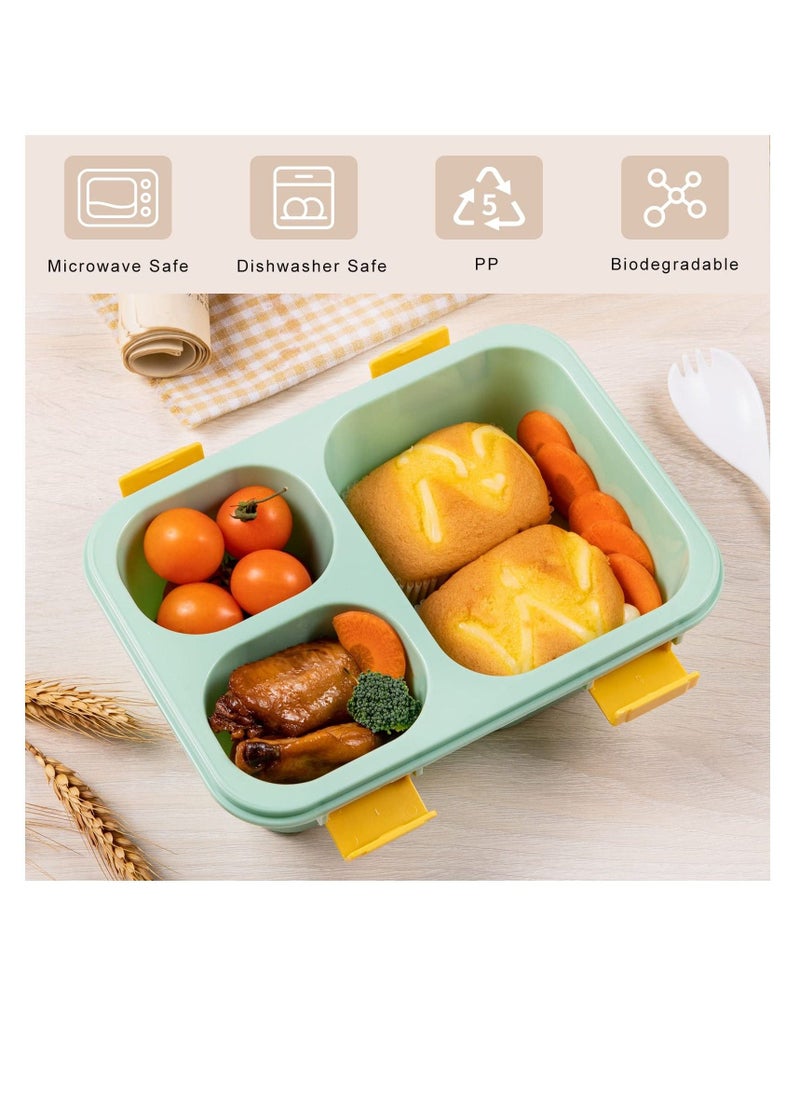 3 Pack Bento Lunch Box For Kid Adults Toddler, with 3 Compartments Reusable Food Containers Meal Prep for School, Work, and Travel, Lunch Bento Box Set of 3,Microwave,Dishwasher,BPA Free