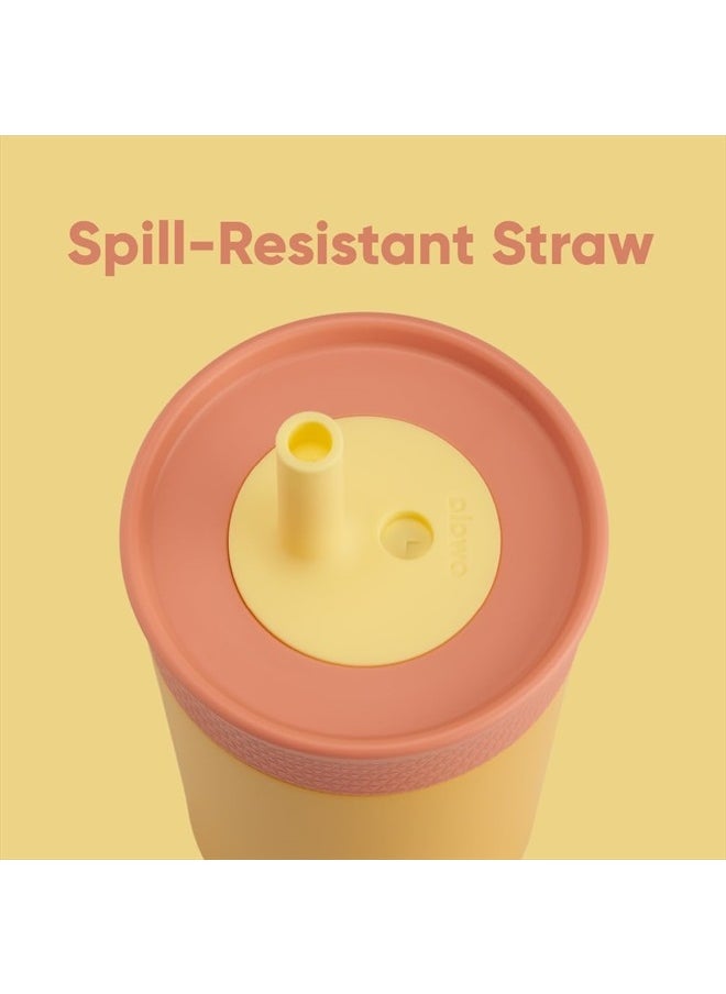 Kids Insulation Stainless Steel Tumbler with Spill Resistant Flexible Straw, Easy to Clean, Kids Water Bottle, Great for Travel, Dishwasher Safe, 12 Oz, Pink and Purple (Lilac Rocket)