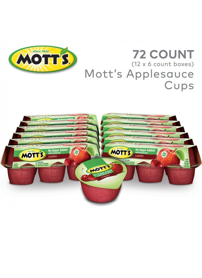 Mott's No Sugar Added Cherry Applesauce, 3.9 Ounce Cup, 6 Count (Pack of 12)