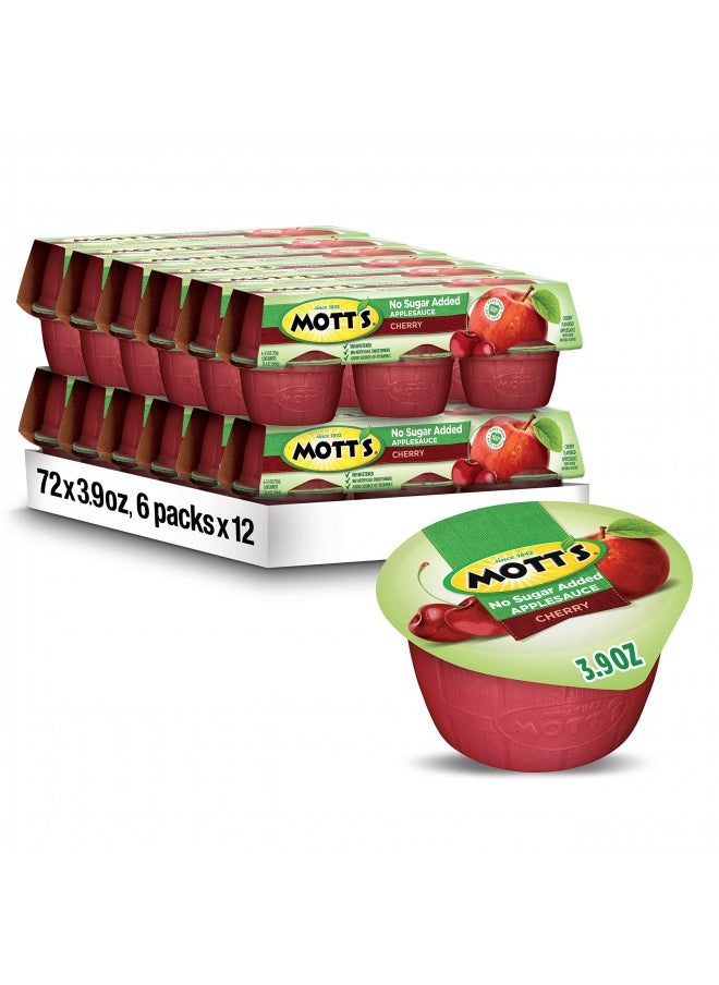 Mott's No Sugar Added Cherry Applesauce, 3.9 Ounce Cup, 6 Count (Pack of 12)