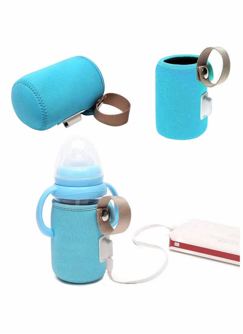 Bottle Warmer Bag Milk Bottle Warmer Cover Feeding Bottle Heated Cover Portable Beverage and Baby Bottle Warmer for Car Travel Shopping(Blue)