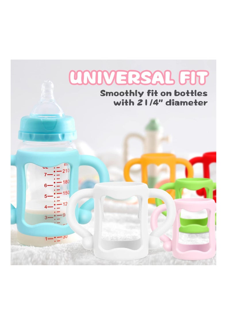 6 Pack Baby Bottle Handles, 100% Silicone Baby Bottle Handles, Easy Grip Handles to Hold Their Own Bottle, BPA-Free Soft Silicone (six colors)