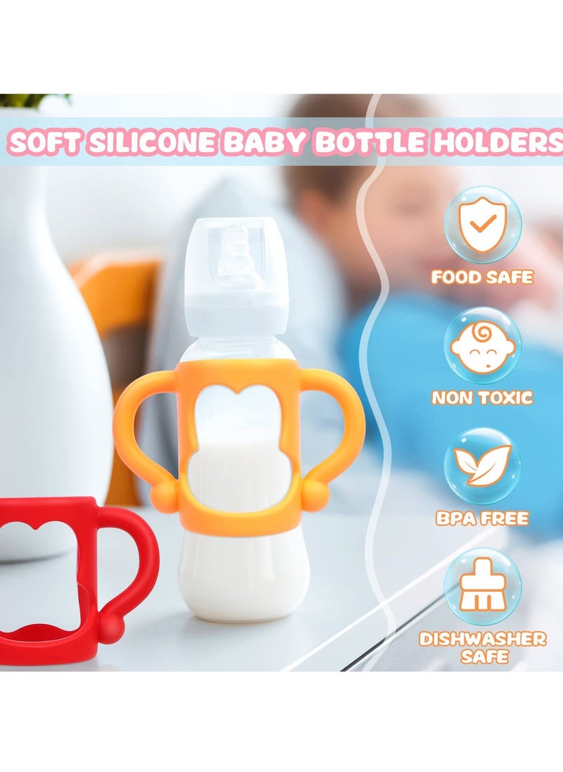 6 Pack Baby Bottle Handles, 100% Silicone Baby Bottle Handles, Easy Grip Handles to Hold Their Own Bottle, BPA-Free Soft Silicone (six colors)