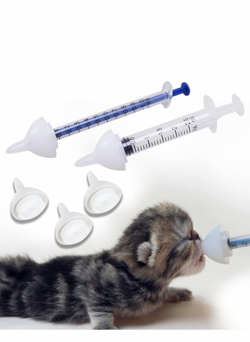 Silicone Feeding Nipple and Syringes, Kitten Puppy Feeding Bottles, Newborn Small Animals Milk Bottles for Nursing with Replacement Nipples, Pet Feeder Set, 5Pcs