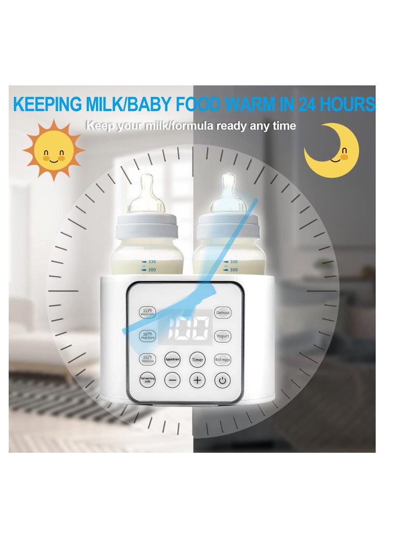 9 in 1 Baby Bottle Warmer, Multifunction Breast Milk Warmer, Fast Food Heater and Defrost with Timer for Twins, LCD Display for Accurate Temperature, 24H Constant Mode