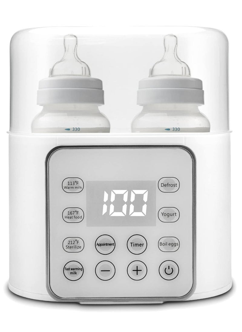 9 in 1 Baby Bottle Warmer, Multifunction Breast Milk Warmer, Fast Food Heater and Defrost with Timer for Twins, LCD Display for Accurate Temperature, 24H Constant Mode