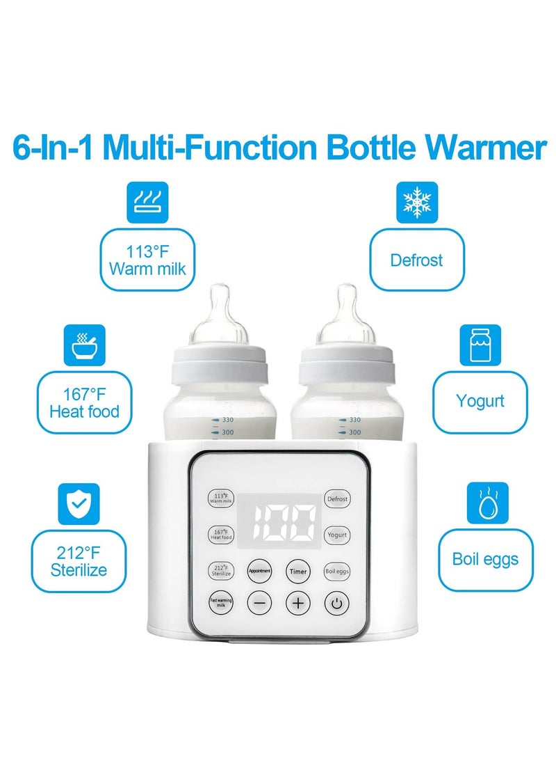 9 in 1 Baby Bottle Warmer, Multifunction Breast Milk Warmer, Fast Food Heater and Defrost with Timer for Twins, LCD Display for Accurate Temperature, 24H Constant Mode