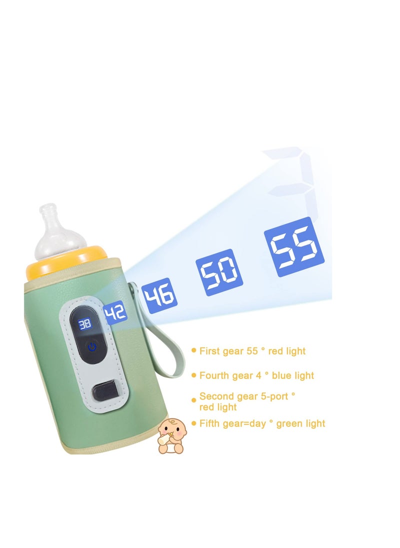 Bottle Warmer Cover, Baby Bottle Heater, USB Bottle Warmer Bag, Portable Baby Bottle Food Warmer, with 5 Levels of Temperature Adjustment, Travel Smart Insulation Milk Bottle Cover Bag