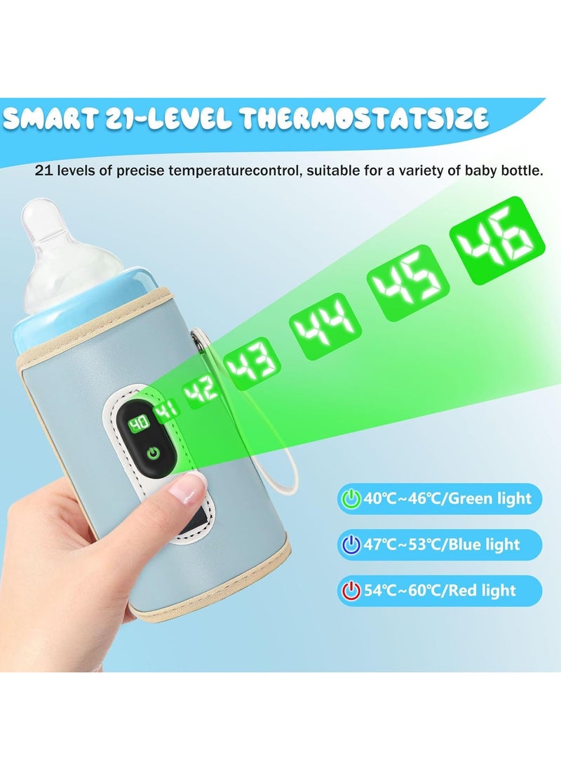 Portable Baby Bottle Warmer On The Go | 21 Adjustable Heat Settings, LCD Display, Suitable for Travel & Picnic