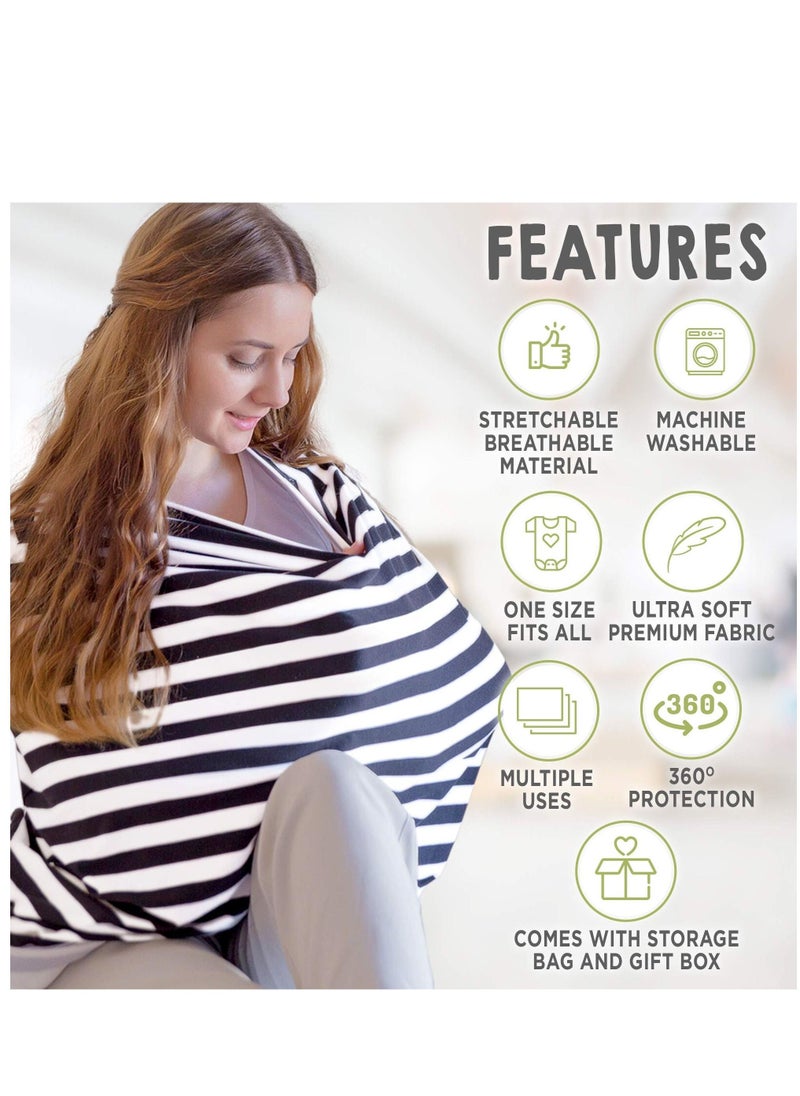 Baby Nursing Cover, Nursing Poncho - 360° Full Privacy Breastfeeding Protection, Shopping Cart Stroller Cover, Multi-Use Cover for Baby Car Seat Canopy, Baby Shower Gifts for Boy and Girl