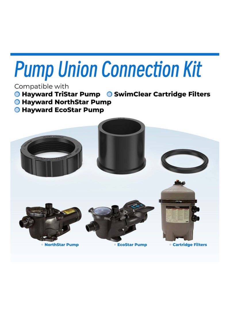 Pump Union Connection Kit, Compatible with Hayward Tristar, Northstar, EcoStar Pumps, SwimClear Cartridge Filter & Universal H-Series Low Nox Heater(2PCS)