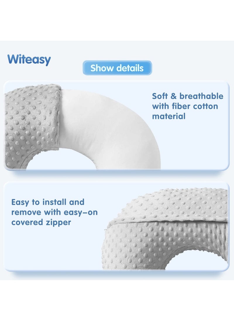 Baby Nursing Pillow, Ergonomic Essentials Breastfeeding Bottle Feeding Pillow Original Support for Baby Boys and Girls, with Removable Cotton Blend Cover, Machine Washable Baby Donut Pillow