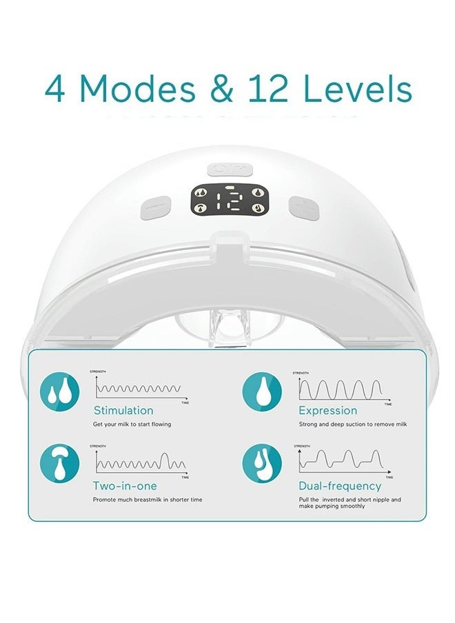 P16 Hands-Free Electric Wearable Breast Pump With Strong Suction, Low Noise, 4 Modes And 12 Levels, 19/21 MM Insert Accessories, 2 Pieces