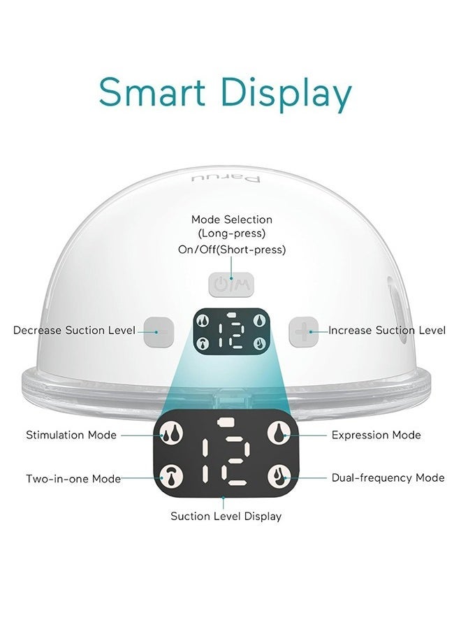 P16 Hands-Free Electric Wearable Breast Pump With Strong Suction, Low Noise, 4 Modes And 12 Levels, 19/21 MM Insert Accessories, 2 Pieces