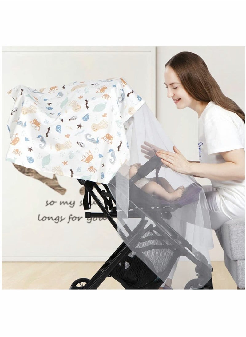 Nursing Cover Cotton Breastfeeding Cover with Adjustable Strap, Soft Boned Nursing Apron Cover Burp Cloth Breathable Lightweight, Stylish Discreet Full Privacy Breastfeeding Scarf