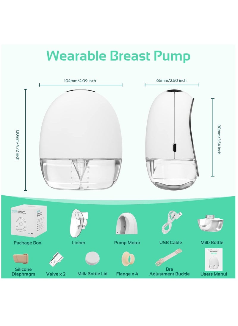 Wearable Breast Pump Hands Free, Portable Electric Double Breast Pump With 4 Modes And 9 Levels Adjustable Painless Strong Suction Power, LCD Display, Low Noise And Memory Function, 16-24mm, 1 Pack