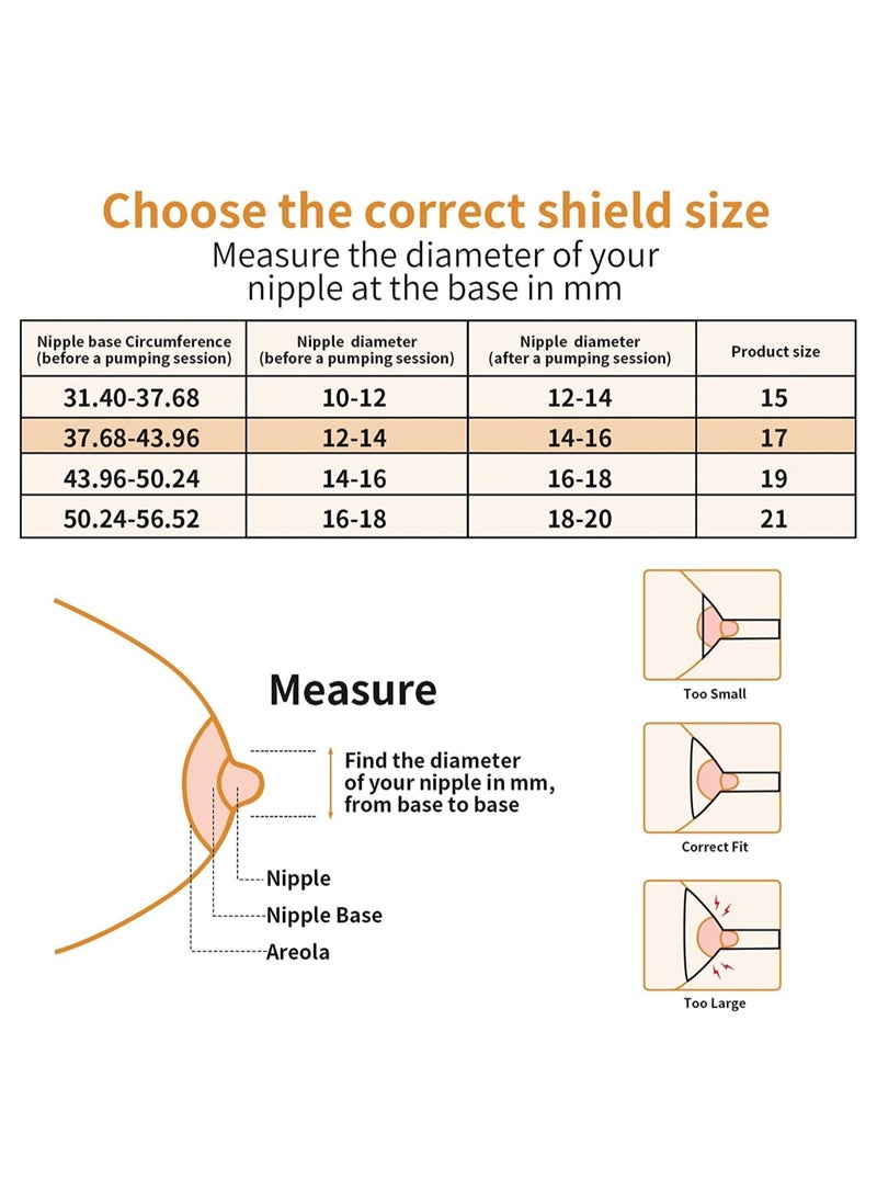 4pcs 17mm 19mm Inserts for momcozy S9 S12 S9pro S12pro Lansinoh Bellababy Pump Parts Replace Wearable Breast Pump Shield Insert to Reduce 24mm Down to 17mm 19mm