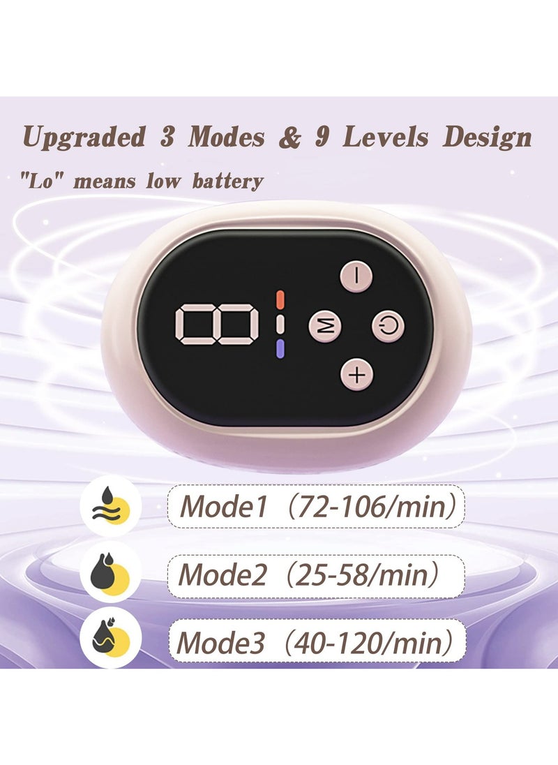 Hands Free Electric Breast Pump, 3 Modes and 9 Levels, Strong Suction Power, Portable Electric Breast Pump with LED Touch Screen, Rechargeable,