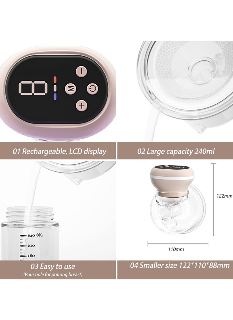 Hands Free Electric Breast Pump, 3 Modes and 9 Levels, Strong Suction Power, Portable Electric Breast Pump with LED Touch Screen, Rechargeable,