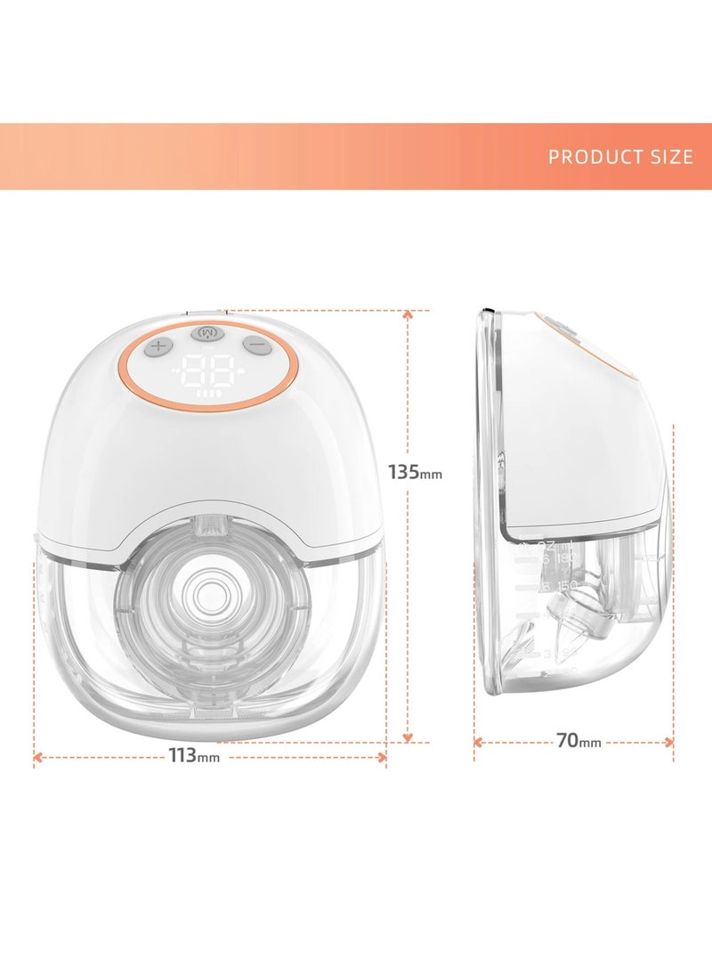 Portable breast pump , hands-free electric breast pump for breastfeeding, 4 modes, 12 suction levels, low noise, built-in battery