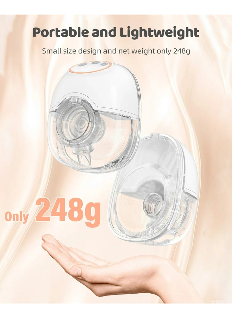 Portable breast pump , hands-free electric breast pump for breastfeeding, 4 modes, 12 suction levels, low noise, built-in battery