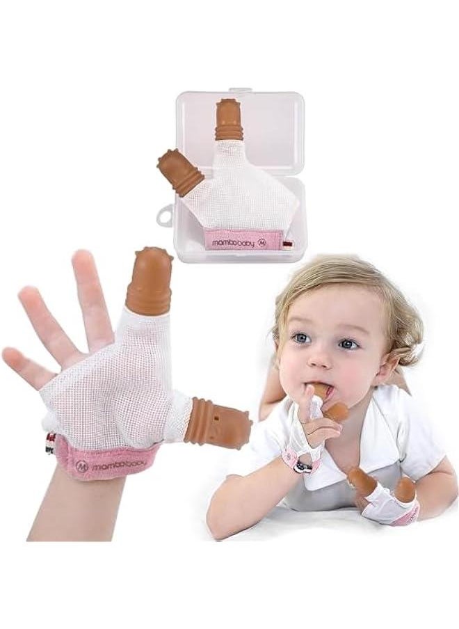 Thumb Sucking Stop for Kids - 1-2 Years Old - Silicone Finger Guard for Thumb Sucking with Breathable Mesh Adjustable Thumb Sucking Treatment Kit for 12 Months, Small, Pink