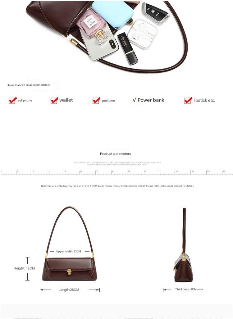 New Trendy Retro Handbag Fashionable Shoulder Bag French Stick Bag Women's Bag Small