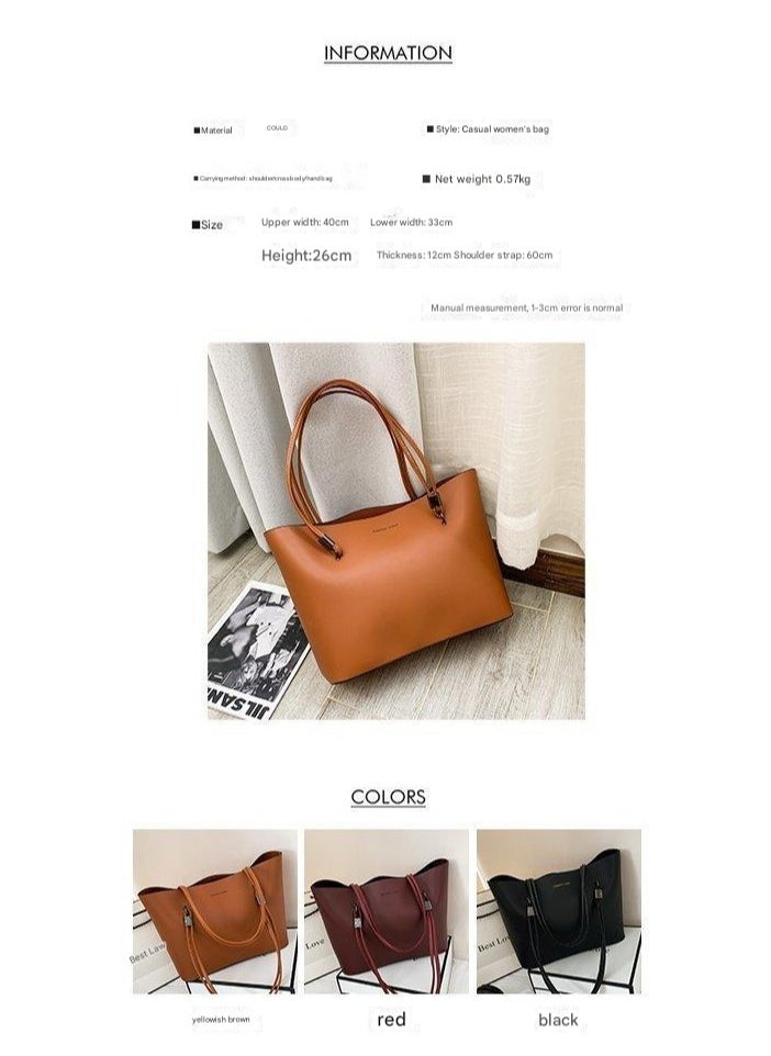 New High-Capacity Textured Western-Style Tote Bag For Women Single Shoulder Bag