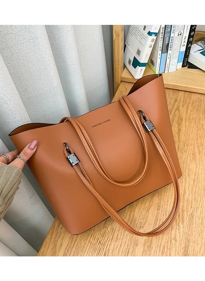 New High-Capacity Textured Western-Style Tote Bag For Women Single Shoulder Bag