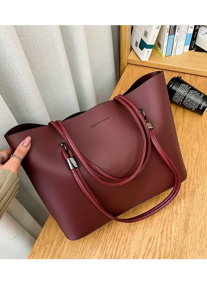 New High-Capacity Textured Western-Style Tote Bag For Women Single Shoulder Bag