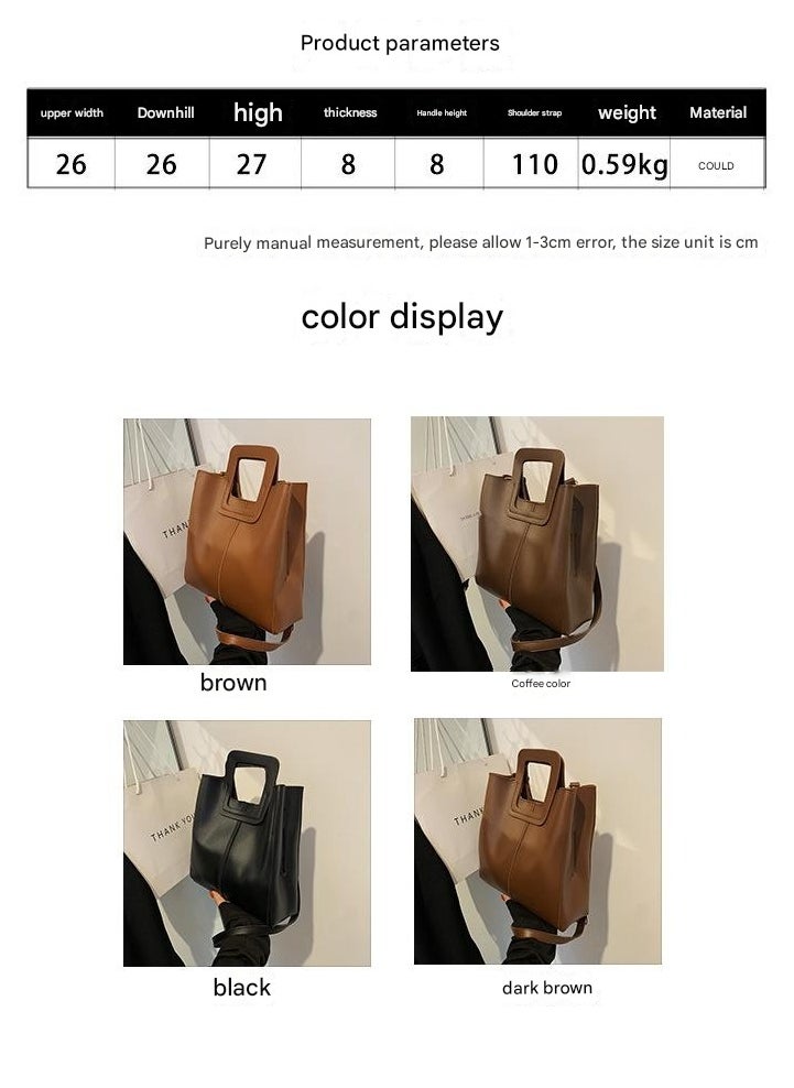 Autumn And Winter Texture Solid Color Handbag Design Sense Single Shoulder Crossbody Bag Women's Large Capacity Western-Style Splicing Tote Bag