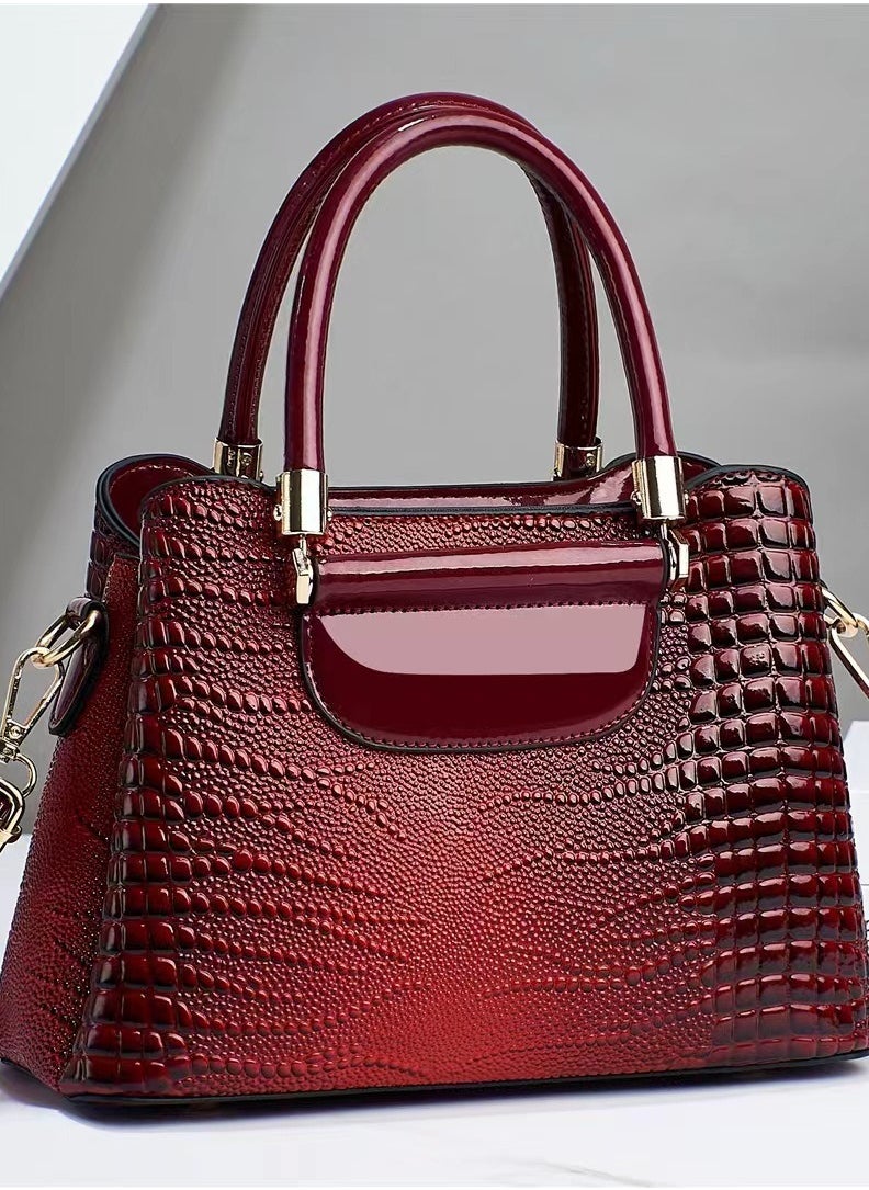 New Fashion Crocodile Pattern Texture Handbag Shoulder Crossover Style Large Capacity Women's Bag