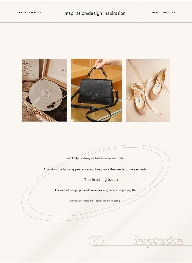 Leather Handbag For Women New Niche Single Shoulder Crossbody Bag Top Layer Cowhide Fashionable Women's Bag Mother's Bag