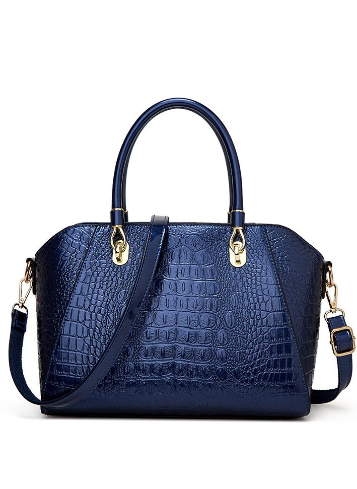 Solid Color High-end Shoulder Bag Large Capacity Crocodile Pattern Crossbody Bag New Handbag European And American Trendy Women's Bag