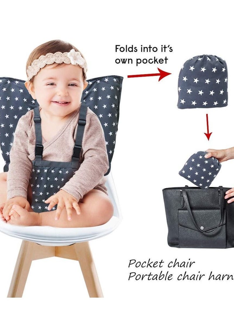 Portable Baby High Chair Safety Seat Harness for Toddler, Baby Travel Essential Easy High Booster Seat Cover for Infant Eating Feeding Camping with Adjustable Straps Shoulder Belt.