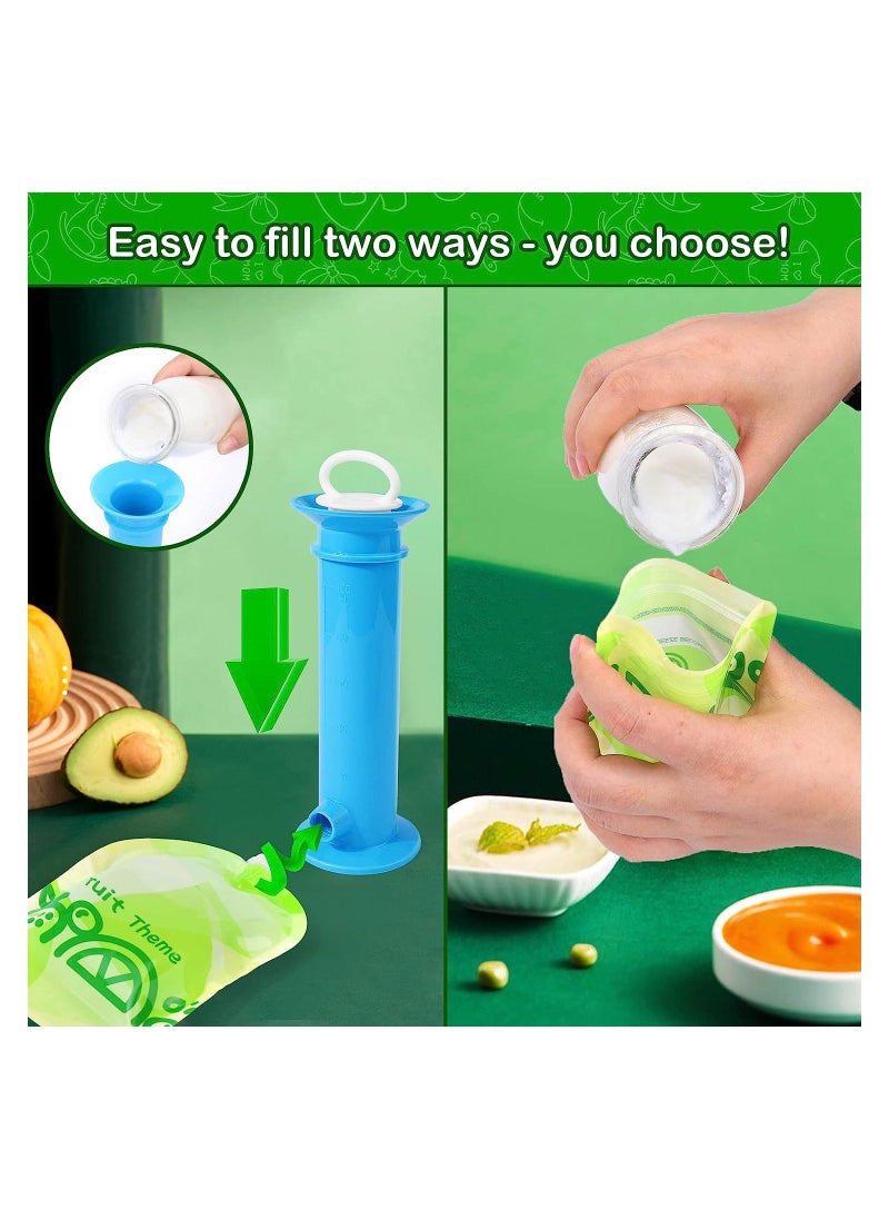 Baby Food Maker, with 4pcs reusable pouches for Toddlers Baby, Portable Baby Food Pouches Refillable Kit, with Bottom Double Lock Zipper, for Applesauce Yogurt Smoothie