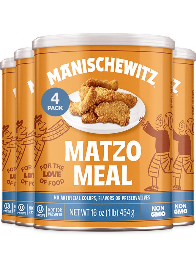 MANISCHEWITZ Matzo Meal Canister, 16-Ounce Tubes (Pack of 4)