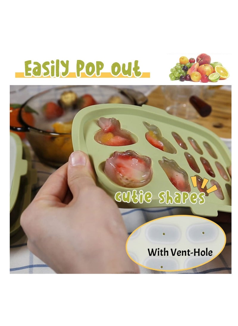 Baby Food Freezer Tray Set, Silicone Storage Containers for Homemade Baby Food, Breastmilk Popsicle Molds, Teething Ice Cube Trays with Lid for Purees & Snacks, Freezer Safe Vegetable & Fruit Storage