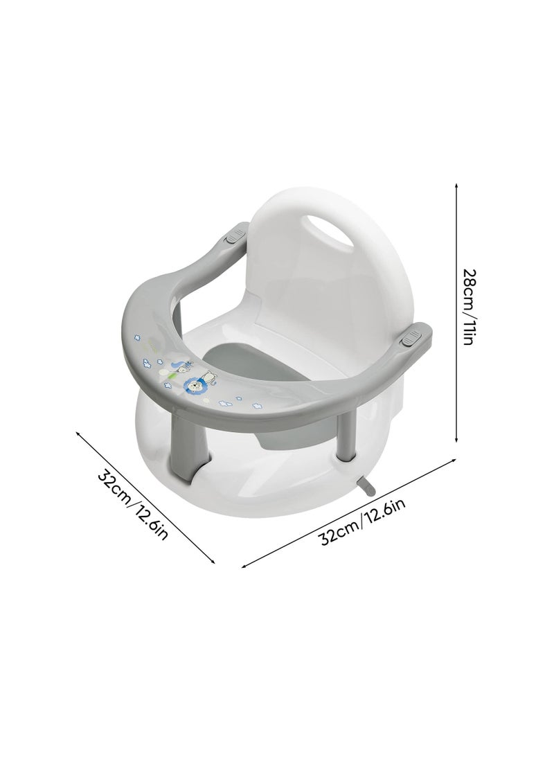 Foldable Baby Bathtub Seat, Non-Slip Newborn Infant Baby Bath Chair for Bathtub, Cute Shape Baby Bath Seat Baby Shower Chairs for Tub Sitting up, Surround Bathroom Seats for Baby 6-18 Months (Grey)