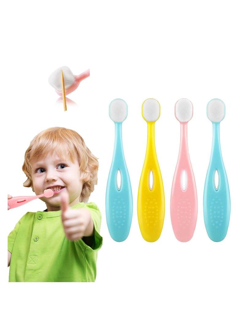 4 Pcs Baby Toothbrush Toddler Toothbrush for Age 1-3 Years Old Extra Soft Toothbrush with 10000 Soft Floss Bristle for Baby Gum Care