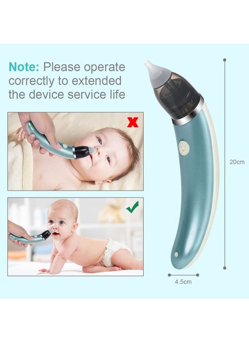 Baby Nasal Aspirator, Electric Baby Nose Sucker Nose Cleaner with 5 Suction Levels and 2 Silicone Tips, Rechargeable Snot Sucker Anti-backflow Nose Vacuum Cleaner for Newborns, Toddlers (Blue)