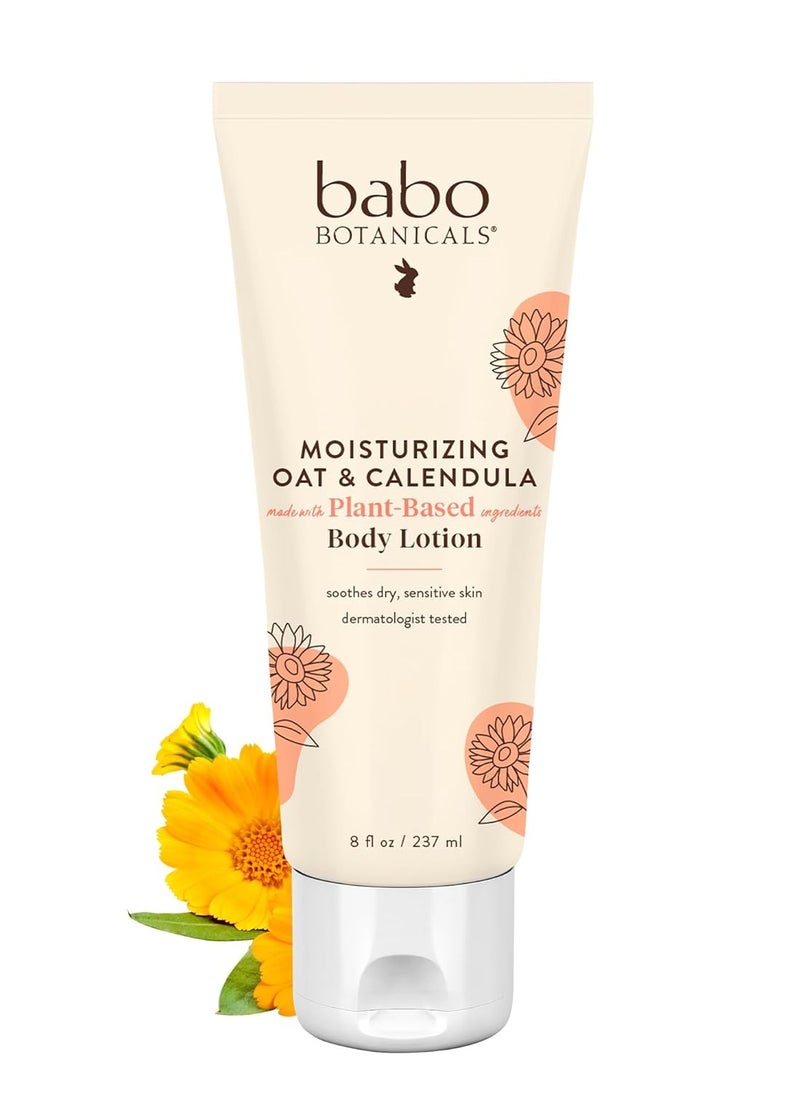 Babo Botanicals Moisturizing Oat & Calendula Body Lotion - for Dry or Sensitive Skin - for All Ages - Vegan - Lightly Scented - 1 or 2 Pack