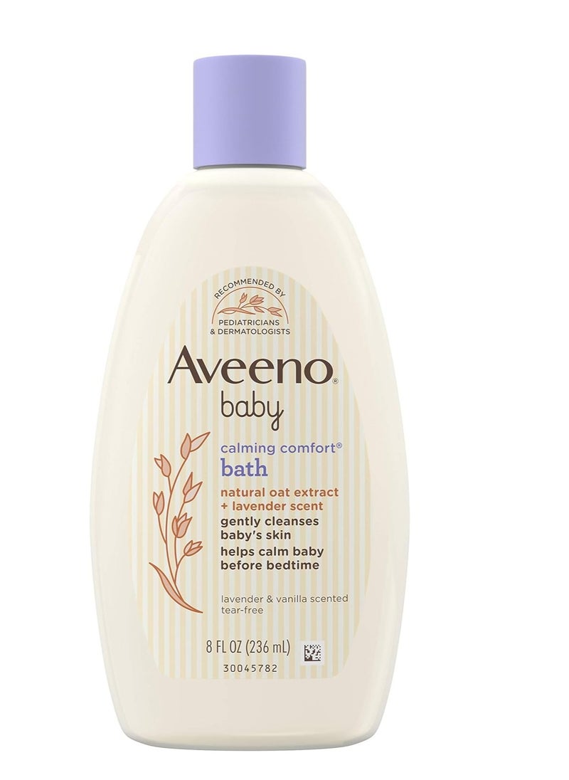 Aveeno Baby Calming Comfort Bath & Wash with Relaxing Lavender & Vanilla Scents & Natural Oat Extract, Hypoallergenic & Tear-Free Formula, Paraben-, Phthalate- & Soap-Free, 8 fl. Oz