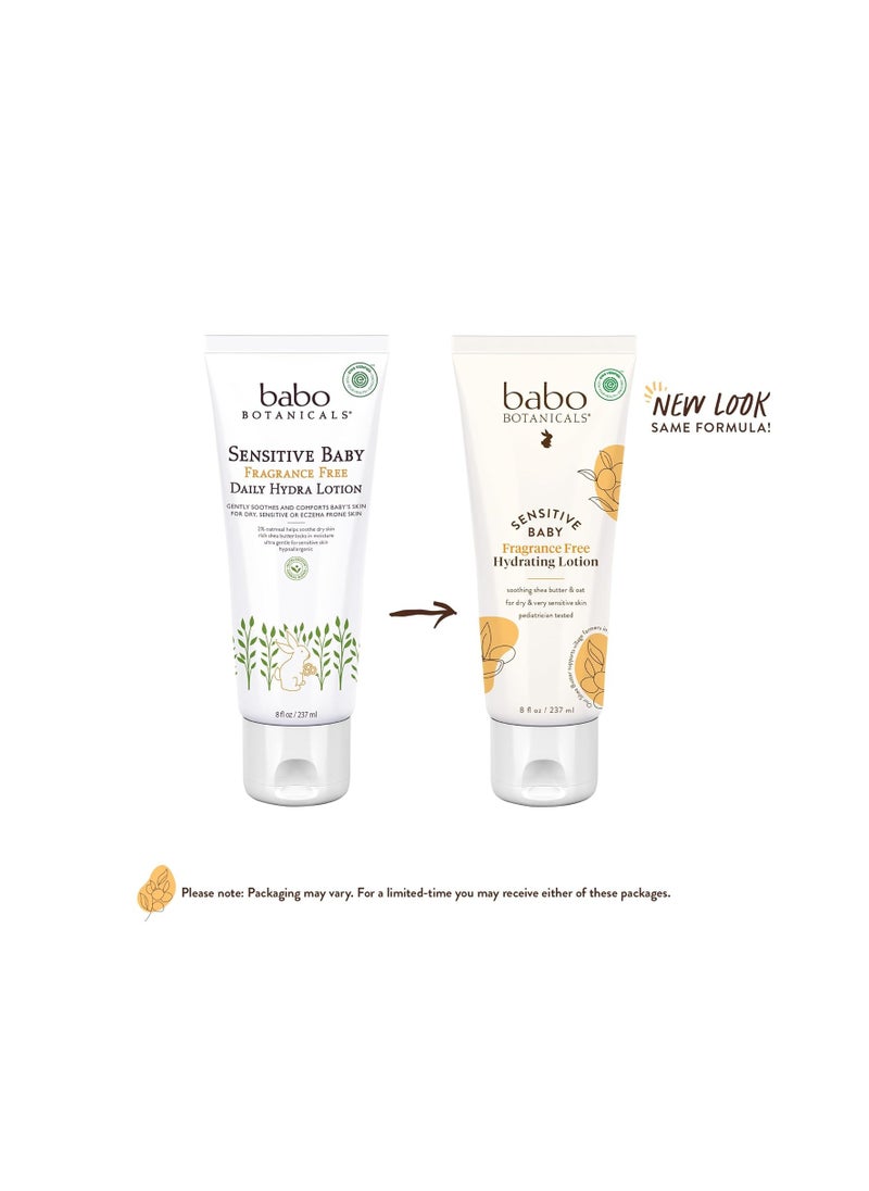 BABO Botanicals Sensitive Baby Fragrance-Free Daily Hydrating Baby Lotion - Shea Butter & Jojoba Oil - for Body & face - for Babies, Kids & Adults with Sensitive Skin - EWG Verified - Vegan