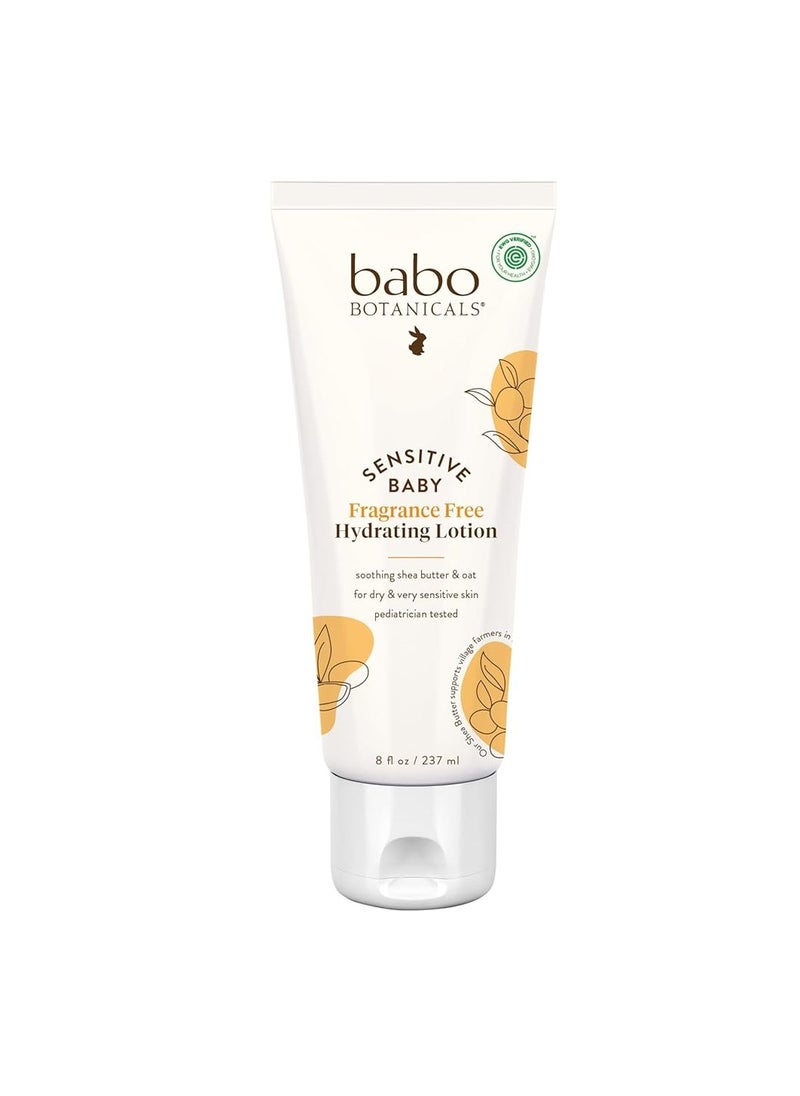 BABO Botanicals Sensitive Baby Fragrance-Free Daily Hydrating Baby Lotion - Shea Butter & Jojoba Oil - for Body & face - for Babies, Kids & Adults with Sensitive Skin - EWG Verified - Vegan