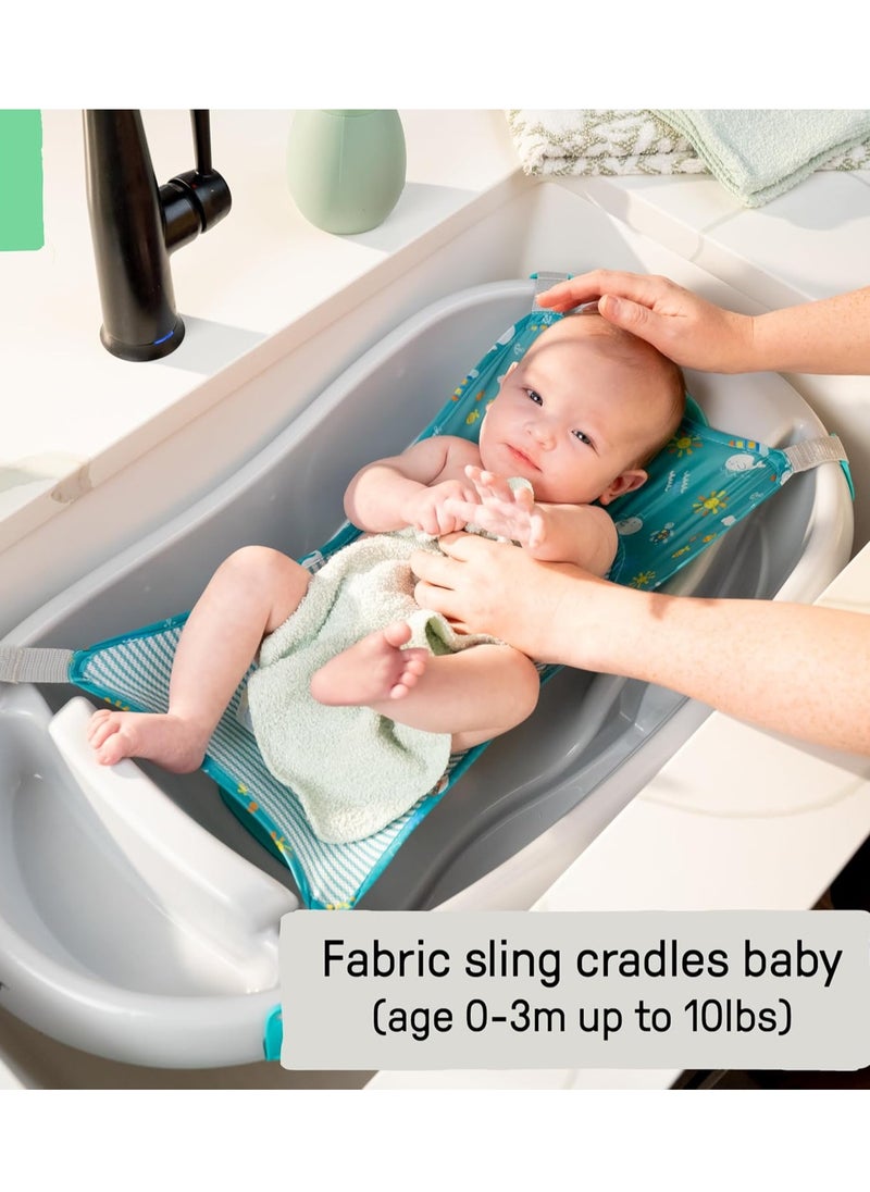 Ingenuity Comfy Clean Deluxe Newborn to Toddler Baby Bathtub, 3-in-1 with Removable Sling, Padded Backrest, 0-24 Months, Gray
