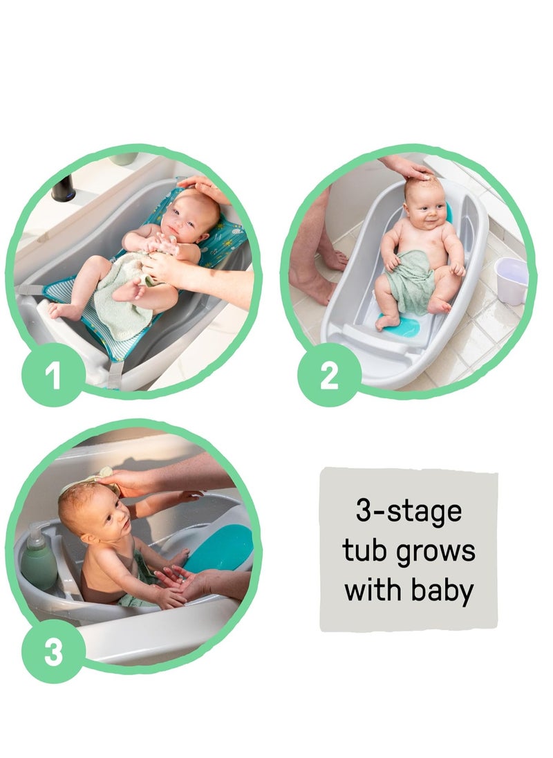 Ingenuity Comfy Clean Deluxe Newborn to Toddler Baby Bathtub, 3-in-1 with Removable Sling, Padded Backrest, 0-24 Months, Gray