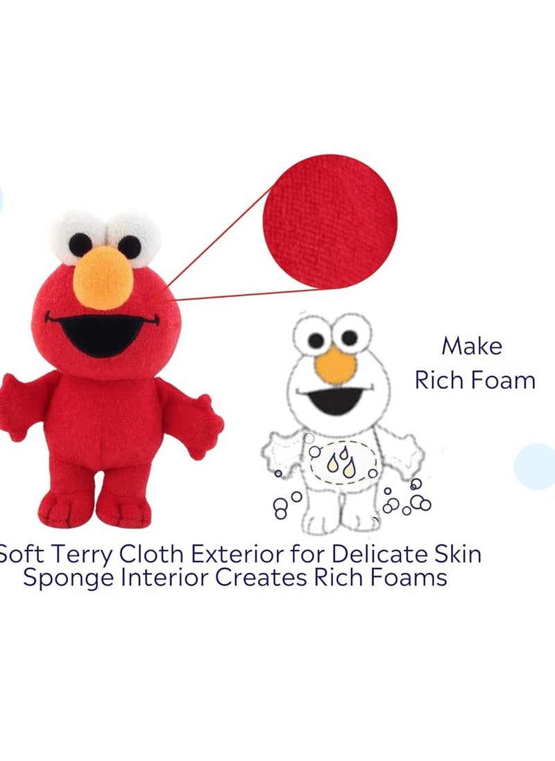 SoapSox Kids Exfoliating Bath Scrub (Elmo Sesame Street) - Soft Animal Toy Wash Cloth Sponge with Soap Pocket Insert - Fun Loofah Characters for Babies, Kids and Children